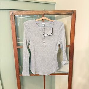 BKE Light Gray Ribbed Henley Shirt
